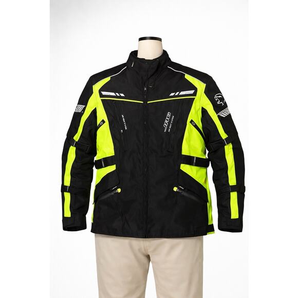 Black Other - Jag Motorcycle Riding jacket Black/neon Yellow Visibility Armour Touring Coat